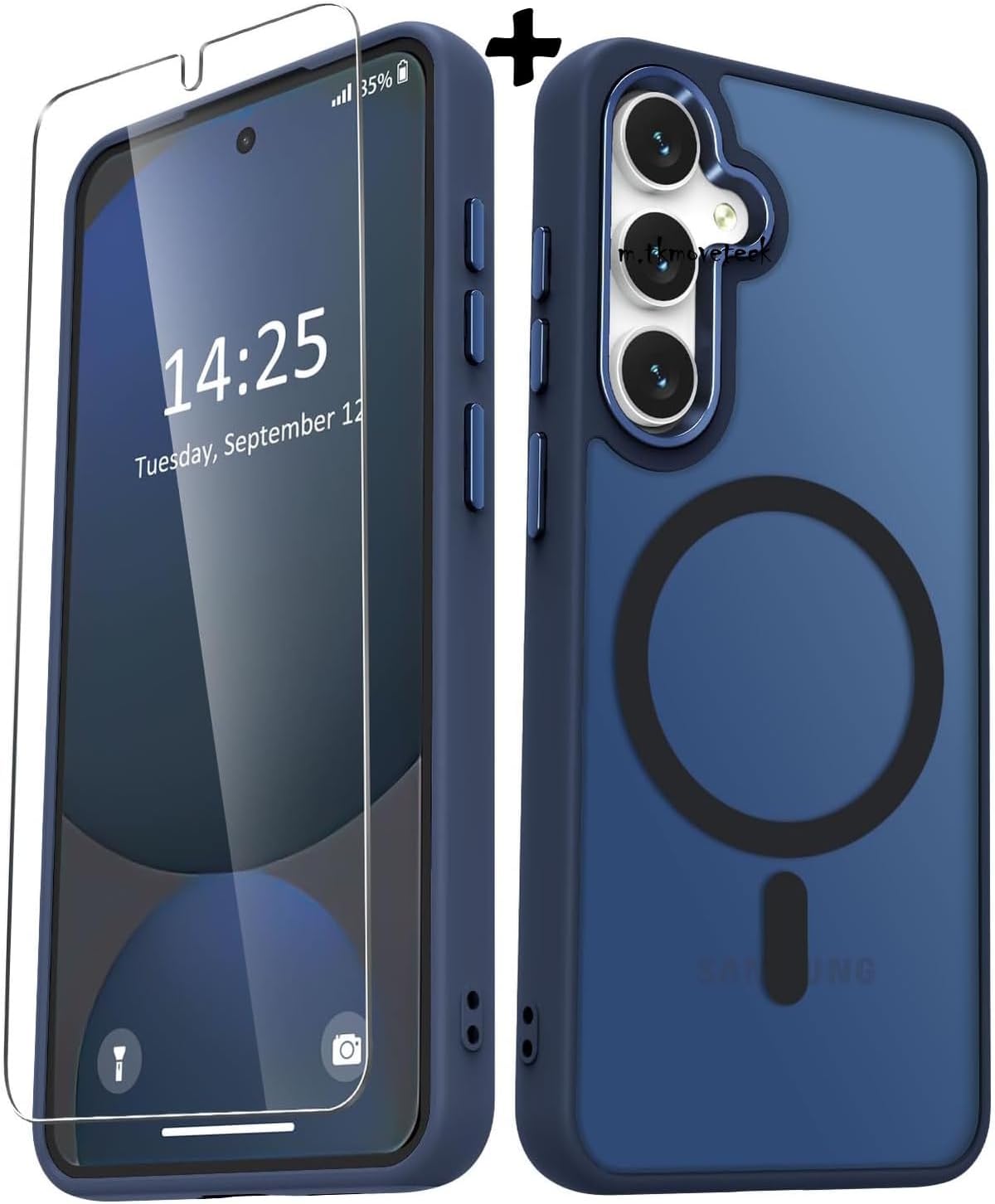 - Galaxy A17 ile uyumlu Kılıf Mat Magsafe ile uyumlu Şarj Özellikli Renkli Kenarlı + Ekran Koruyucu Cam Set