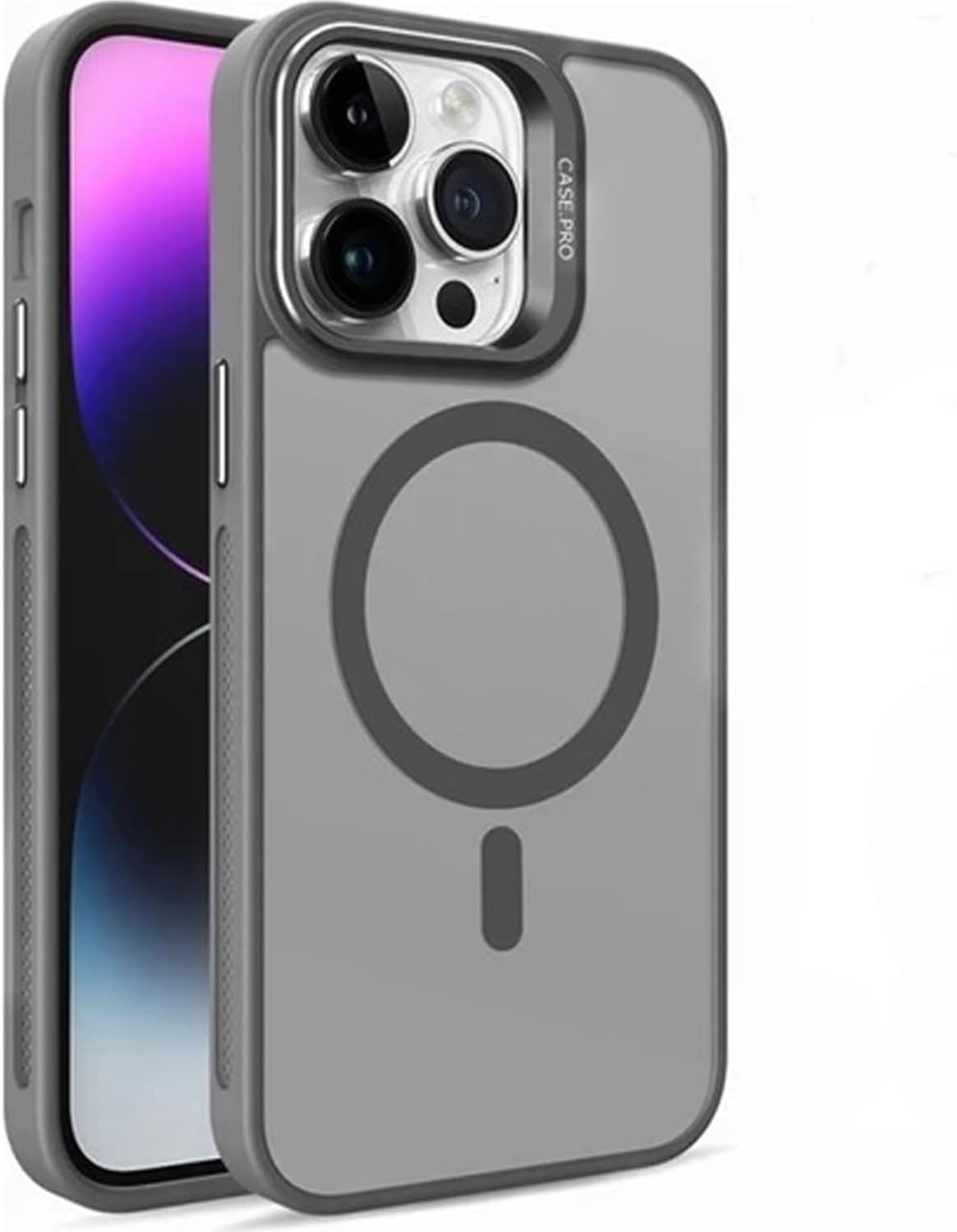 Alternative view of iPhone 13 ile uyumlu Kamera Lens Aparatlı Stand Olabilen Magsafe ile uyumlu Kamera Korumalı Şeffaf Full Color Magnetic Wireless Telefon Kılıfı (Titanyum, iPhone 13)