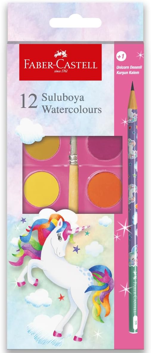 Unicorn Büyük Boy Suluboya 12li& 1 Kurşun Kalem