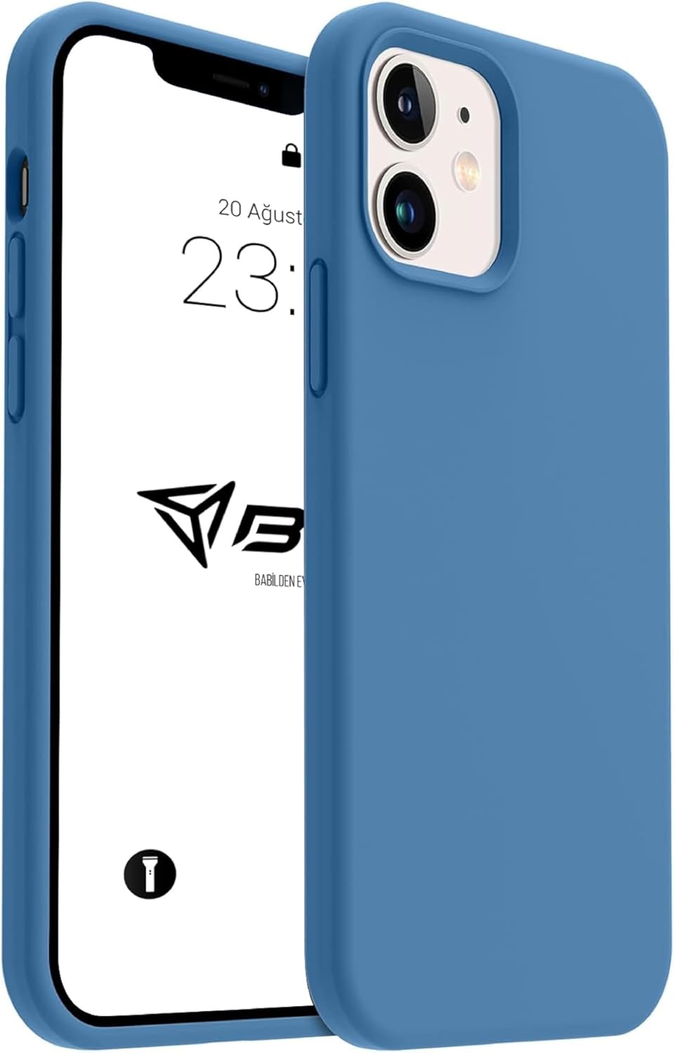 iPhone Kılıf İnce Sıvı Silikon 3 Katmanlı Tam Kaplamalı Yumuşak Jel Kauçuk Kılıf Kapak (Mat Lacivert, iPhone 11)