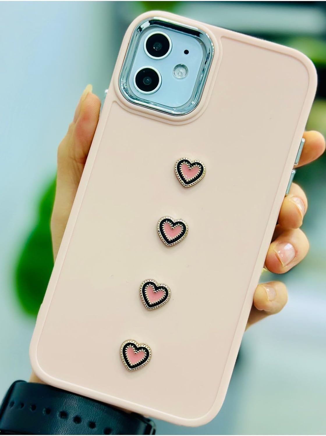 Iphone 11 ile Uyumlu 4 PEMBE KALP Tasarımlı Oyuncaklı Esnek Silikon Kılıf - Görsel 3