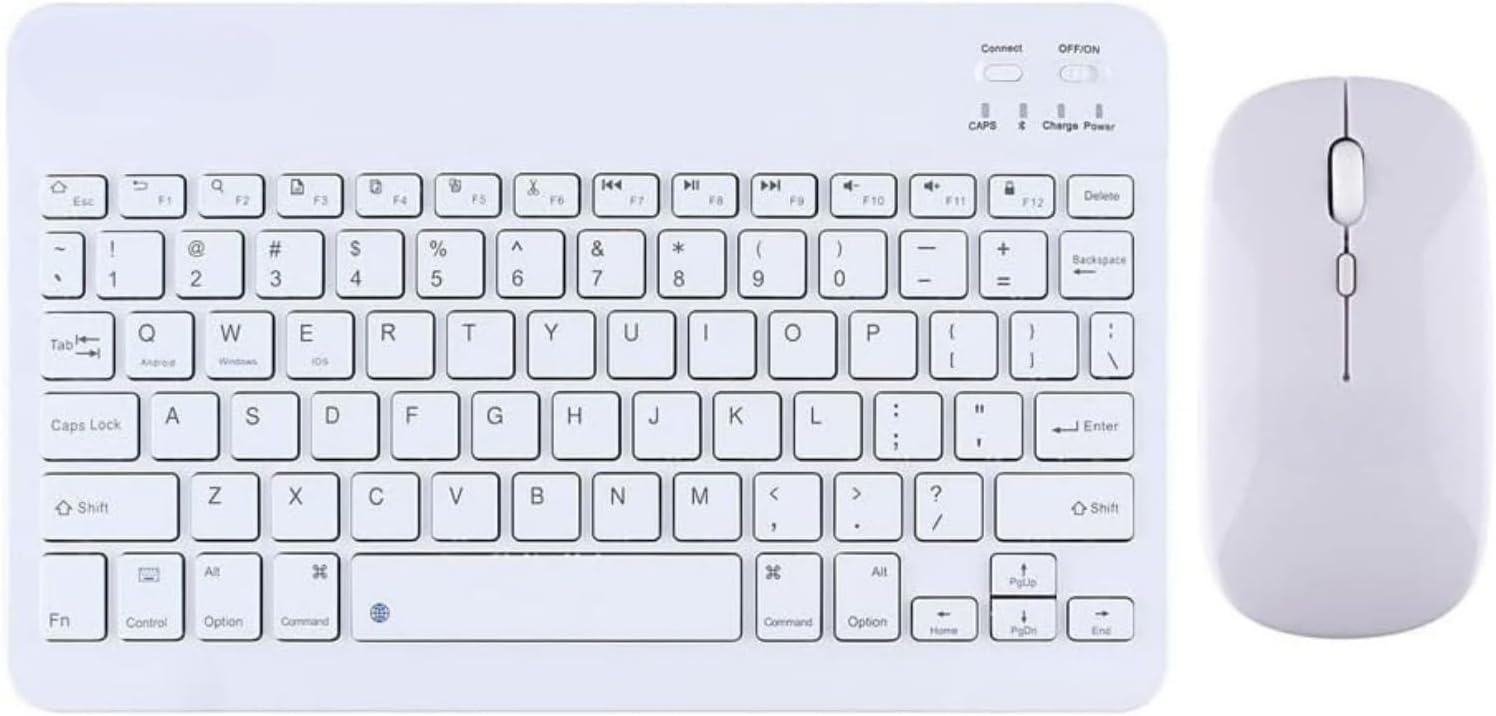 Alternative view of Şık Tasarımlı Bluetooth Kablosuz Klavye ve Mouse Seti | Android, iOS ve Windows Uyumlu | Şarj Edilebilir, Taşınabilir ve Sessiz Tuşlu Set (Beyaz)