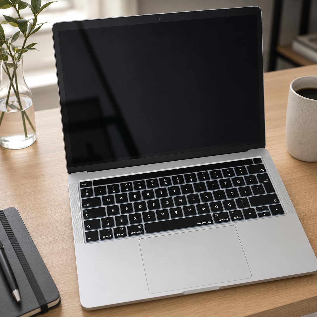 MacBook Pro Touch Bar Türkçe Q Klavye Koruyucu Silikon Keyboard Cover 13-15 İnç Uyumlu A1706 A1989 A2159 A1707 A1990 | UK ISO Ters L Enter Siyah - Görsel 2