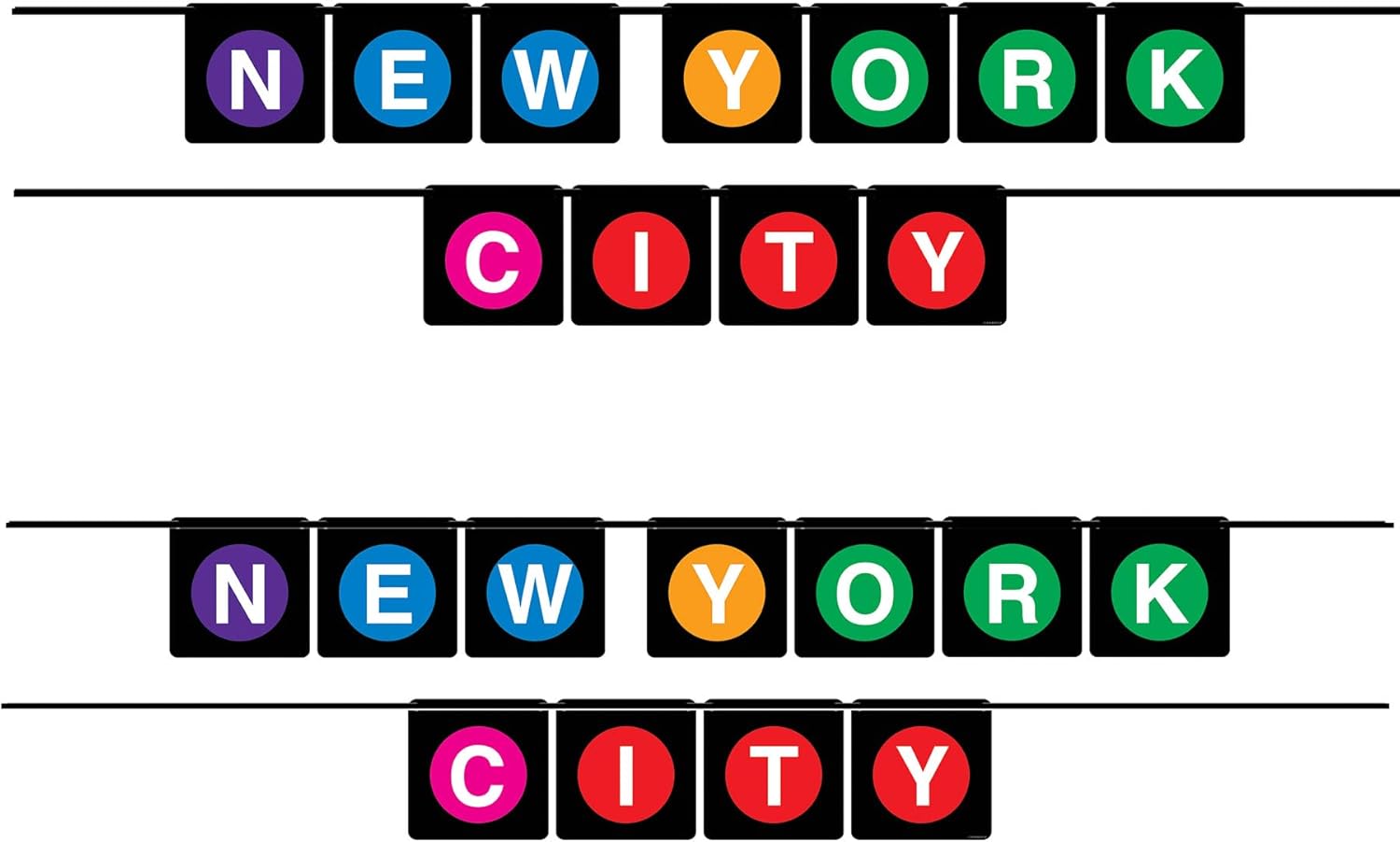 Beistle 53650 Asılı Afişler 2 Parça New York City Parti Dekorasyonları, 12,7 cm x 6 ', Siyah/Mor/Mavi/Sarı/Yeşil/Pembe/Kırmızı - Görsel 3