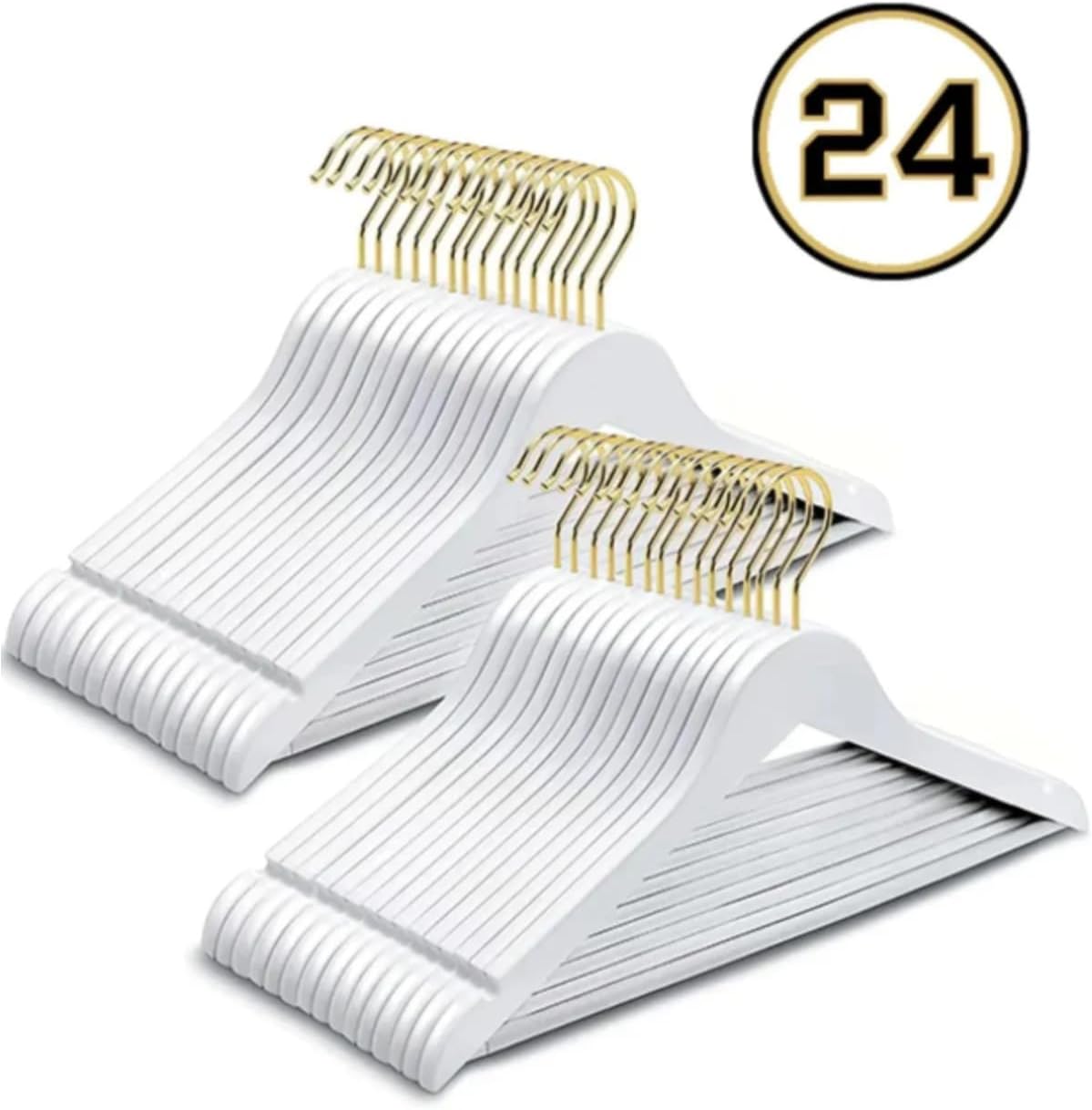 Alternative view of 24 Adet Beyaz Gold Kancalı Plastik Elbise Askı