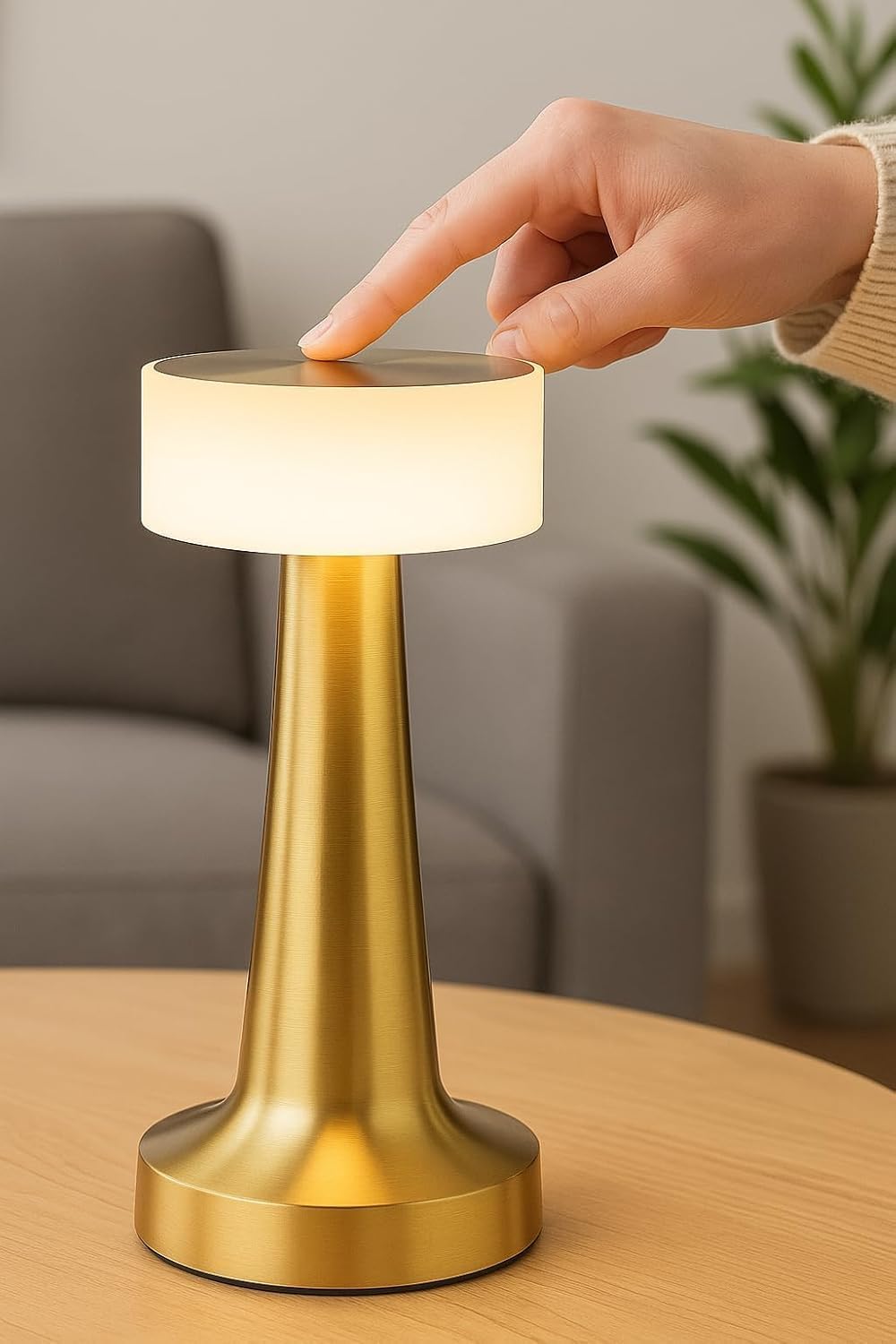 Alternative view of Dokunmatik Şarjlı LED Masa Lambası - 3 Kademeli Işık Ayarlı, Kablosuz Dekoratif Gece Lambası, 1800 mAh Taşınabilir, USB Şarjlı [Enerji Sınıfı A]