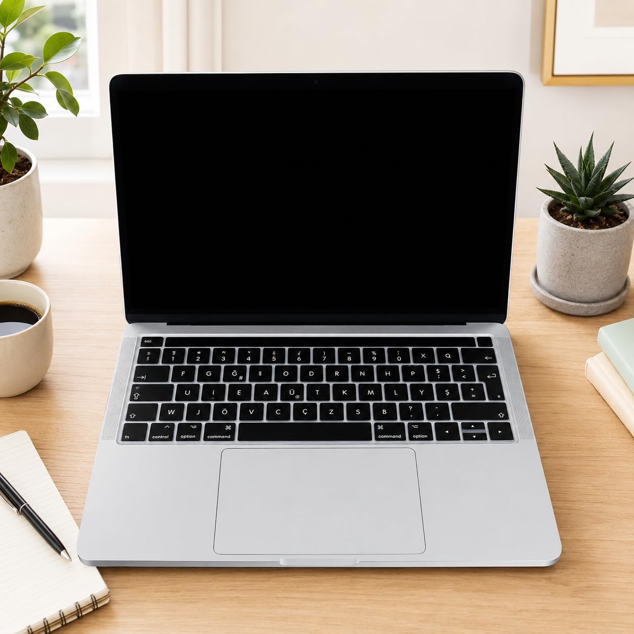 Alternative view of MacBook Pro Türkçe F Klavye Koruyucu A1706 A1989 A2159 A1707 A1990 A2251 A2289 A2338 A2141 Uyumlu UK ISO Ters L Enter Silikon Keyboard Cover Siyah