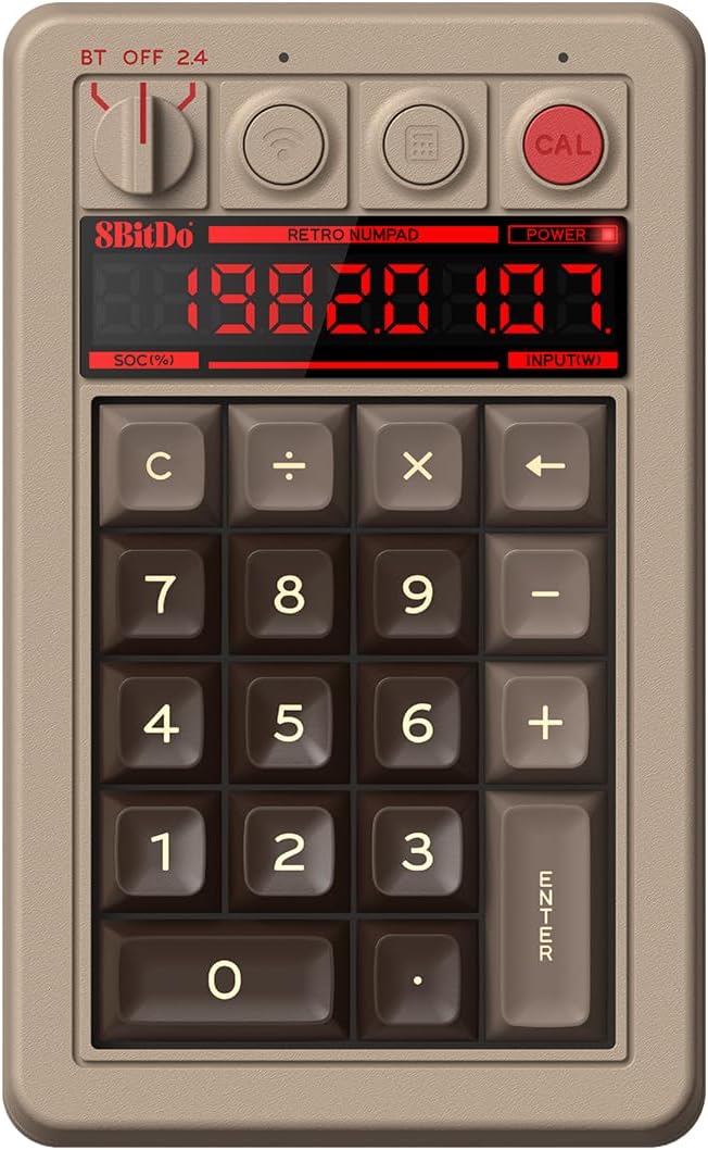 Alternative view of 8BitDo Retro 18 Mechanical Numpad, Supports Calculator Mode, Bluetooth/2.4G/Wired Numpad for Windows and Android - C64 Edition