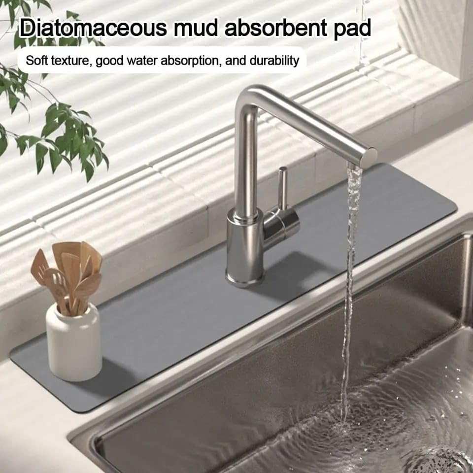 Alternative view of Su Emici Lavabo Kenar Matı – Kaymaz Mutfak Tezgah Matı, Musluk Damlama Tutucu, Lavabo Sıçrama Koruyucu, Banyo ve Sünger Tutucu Mat, Su Geçirmez ve Dayanıklı Banyo Kaymaz Tezgah Mat