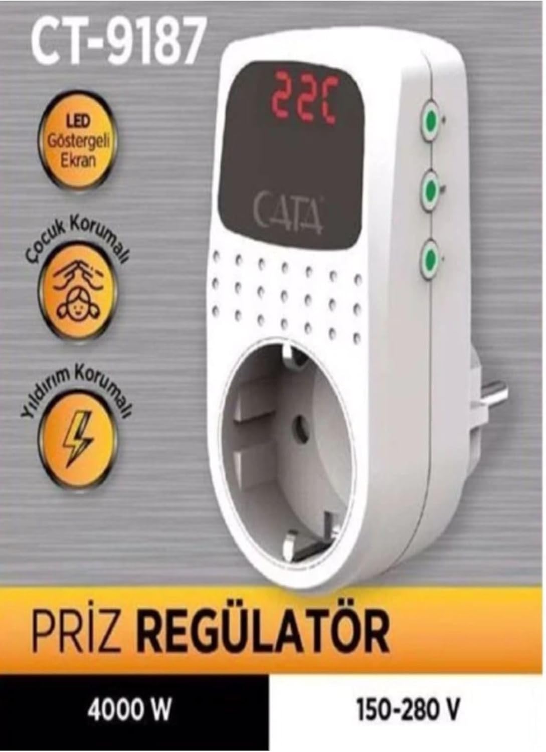 Alternative view of Akım Korumalı Priz Tekli Ct-9186 Tv Koruma,Dijital Priz Regülatör,