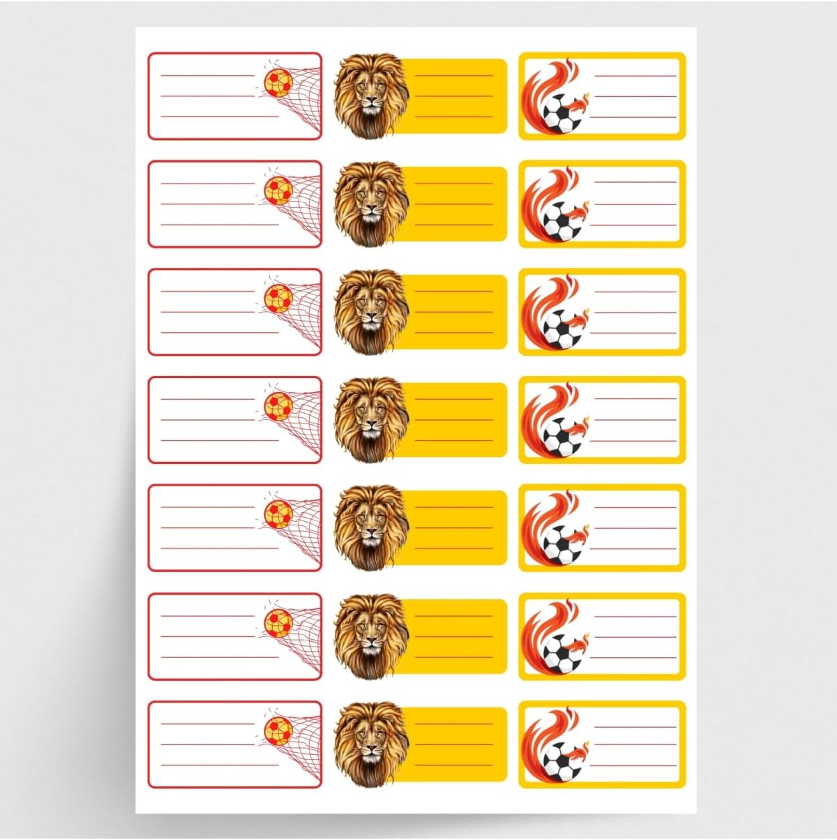 Sarı-Kırmızı isimlik okul etiketi, sticker seti, 420 adet