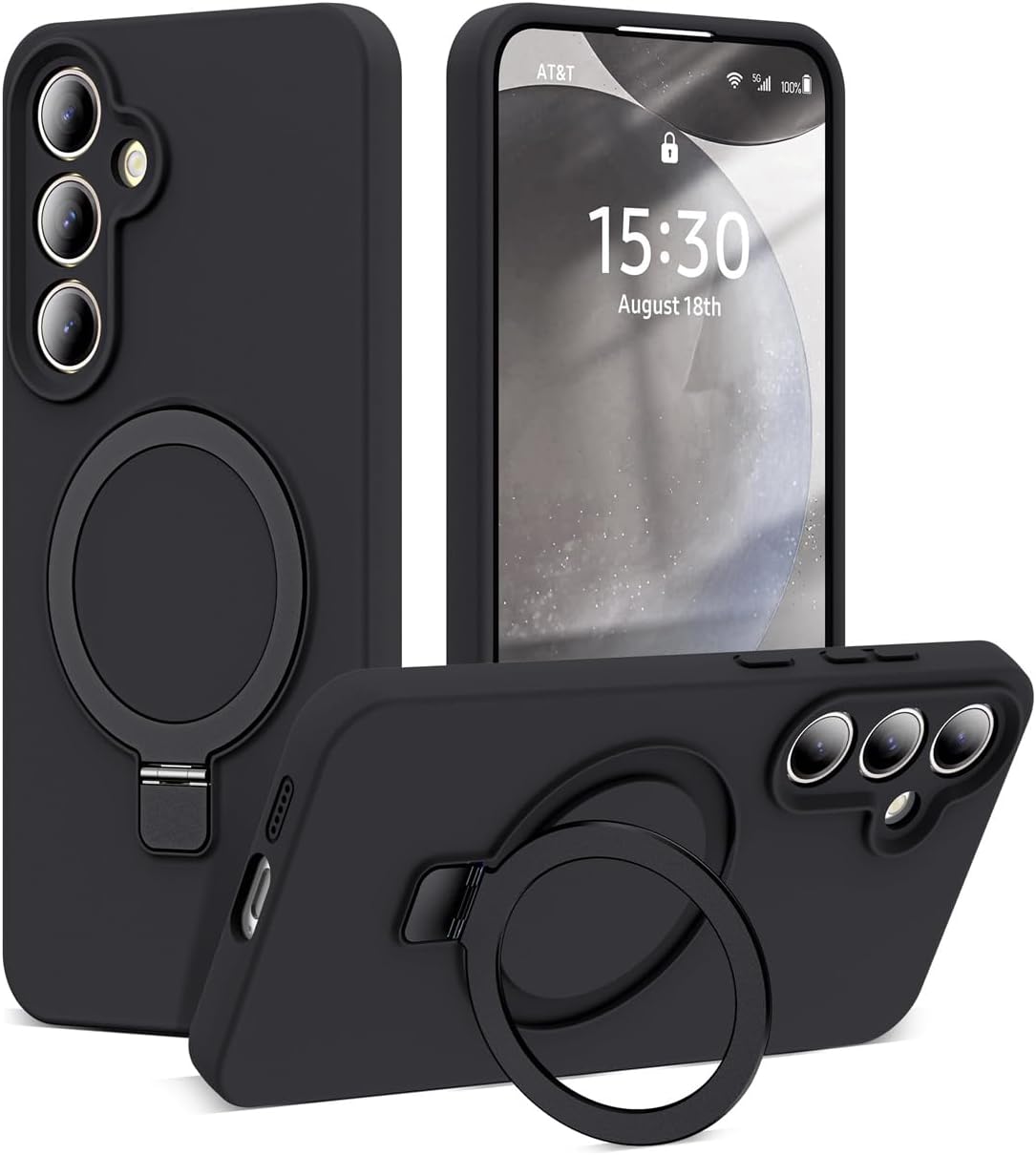 Alternative view of -  Galaxy S26 ile uyumlu İçi Kadife Stand Olabilen Halka Yüzüklü Şık Kılıf - Siyah