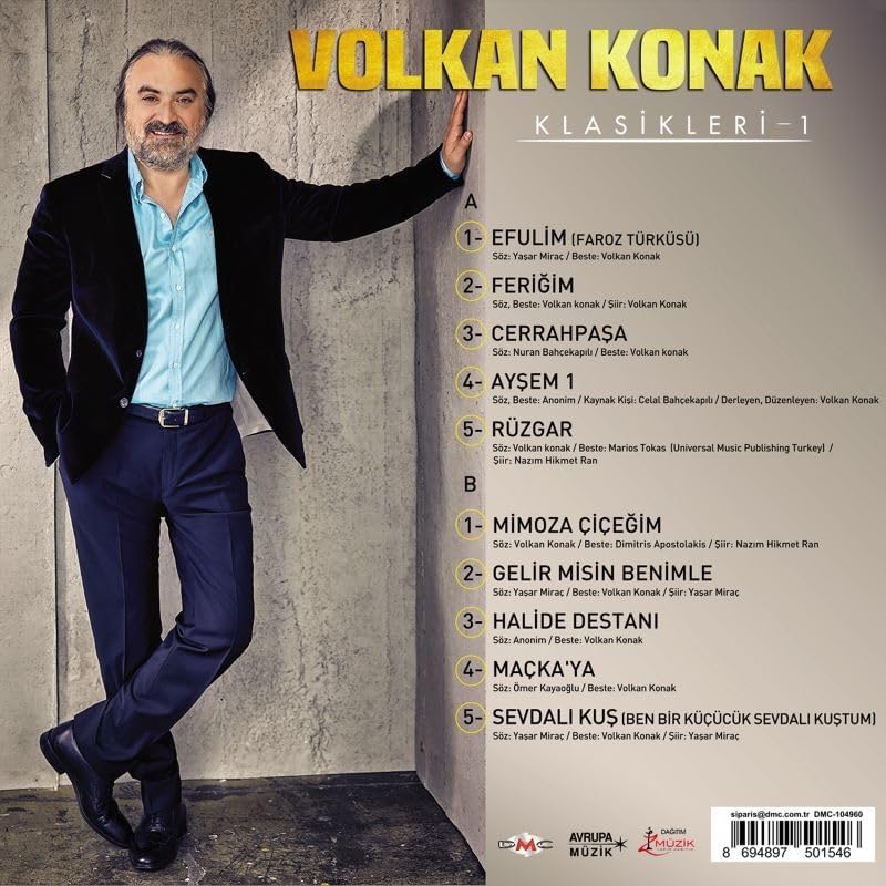 Alternative view of Volkan Konak Klasikleri-1 Plak Avrupa Baskısı Metalik Gri Renkli Sınırlı Sayıda Üretim Plak LP