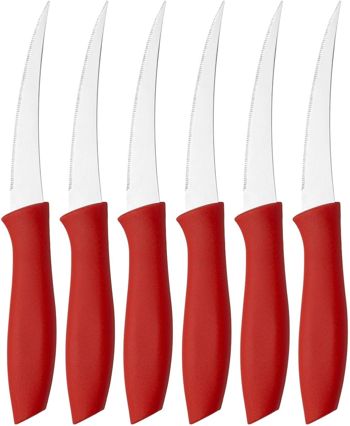 Alternative view of Sebze ve Meyve Bıçağı, Çelik, Kırmızı, Lazer Kesim Tırtıklı Uç, 22 cm, 6 Adet