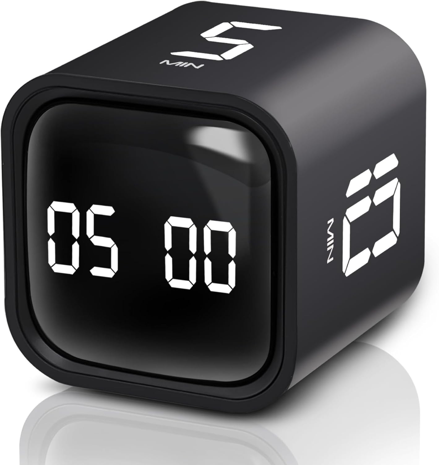 GT-1 Pomodoro Zamanlayıcı Küp, Flip Timer, Öğrenci Ders Çalışma Saati, 5/10/30/60 dk & Özel Geri Sayım, USB Şarjlı, Sessiz/Titreşimli Alarm, Mutfak Kronometresi - Siyah