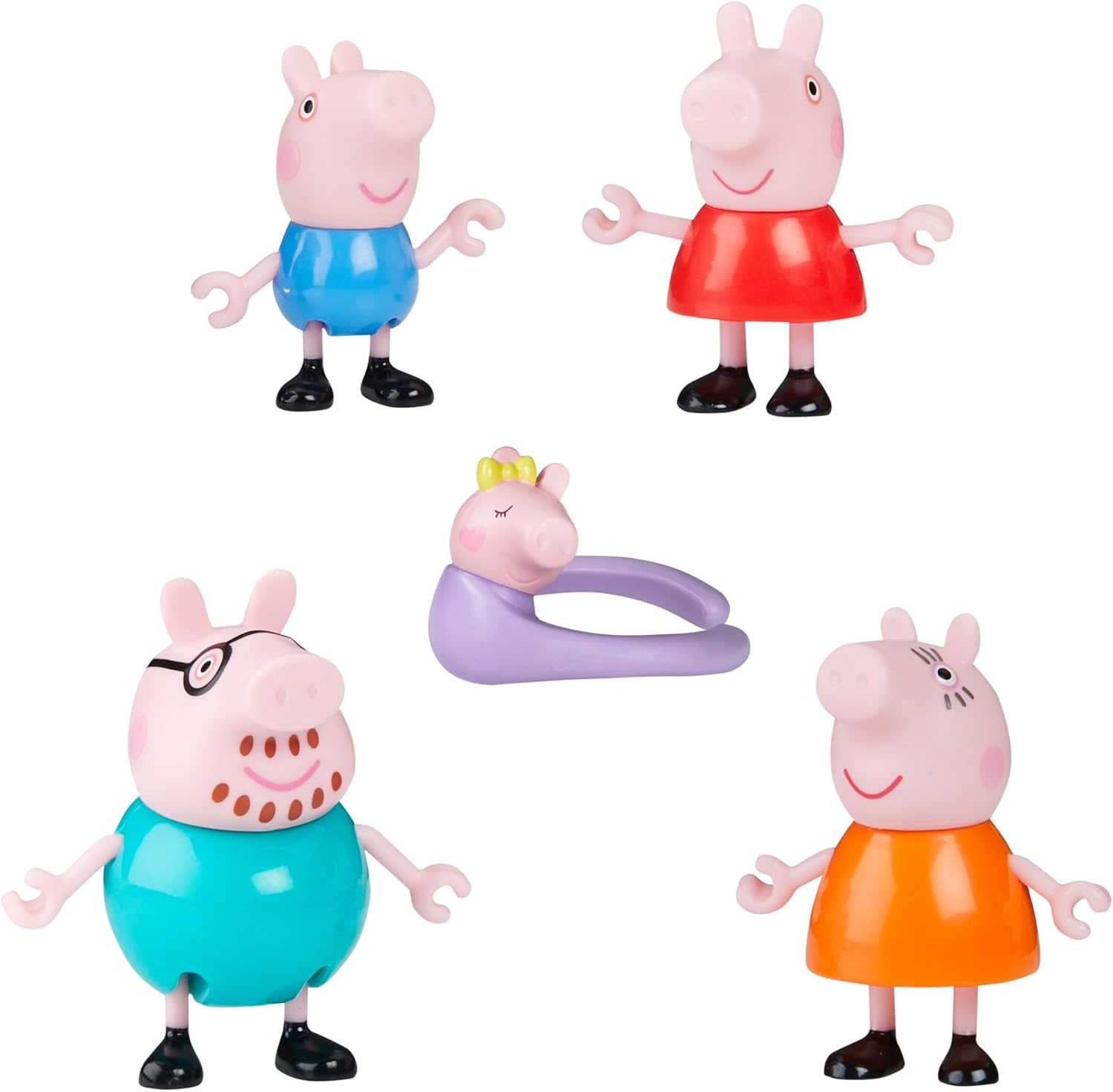 Peppa'nın 5 Kişilik Ailesi ve Bebek Evie | El Ele Tutuşabilen Hareketli Figürler | 3 Yaş ve Üzeri Kız ve Erkek Çocuklar İçin Okul Öncesi Oyuncak - Görsel 3