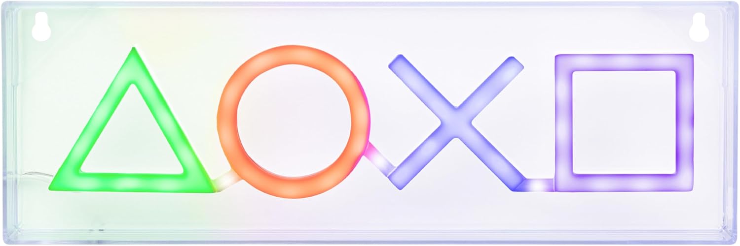 Paladone Playstation LED neon ışık, serbest veya duvara monte edilebilir, oyuncular için oyun odası aksesuarı ve dekorasyon