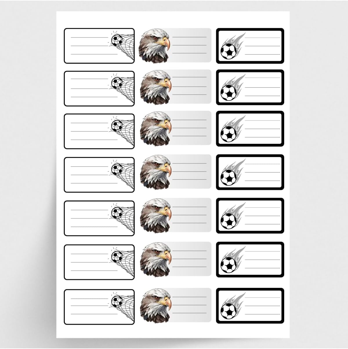 Siyah-Beyaz isimlik okul etiketi, sticker seti, 210 adet