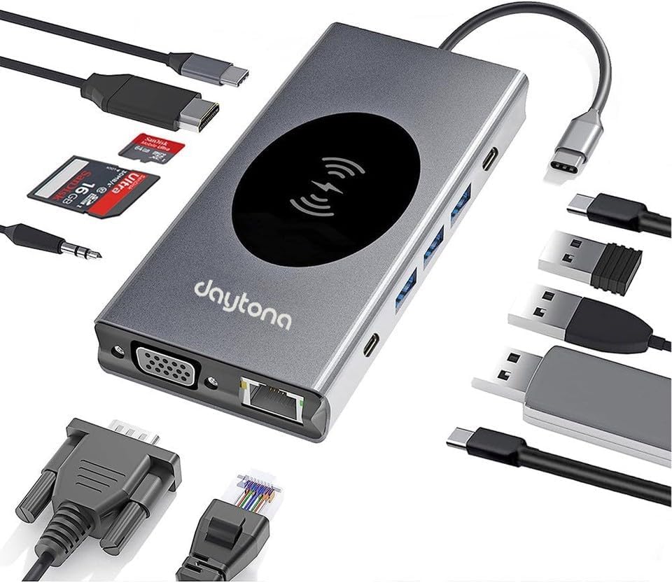 Alternative view of W13 Macbook Uyumlu Type C To 4K HDMI - 2*usb3.0-3*usb2.0 VGA Sd/tf Audıo Lan Wireless Şarj 13IN1 Hub Çevirici