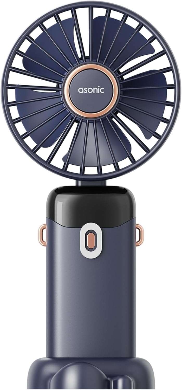 Alternative view of Asonic Dijital Göstergeli Mini USB Fan - 90 Derece Ayarlanabilir Şarj Edilebilir El Vantilatörü, Katlanabilir Taşınabilir Sessiz Masaüstü Siyah Cep Fanı
