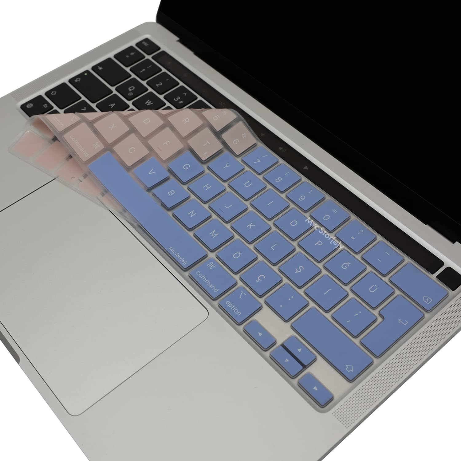 Alternative view of MacBook Pro Türkçe Q Klavye Koruyucu A2338 M1 M2 A2251 A2289 A2141 Uyumlu Ters L Enter Silikon Keyboard Cover Touch Bar 13 inç 16 inç Mavi Pembe