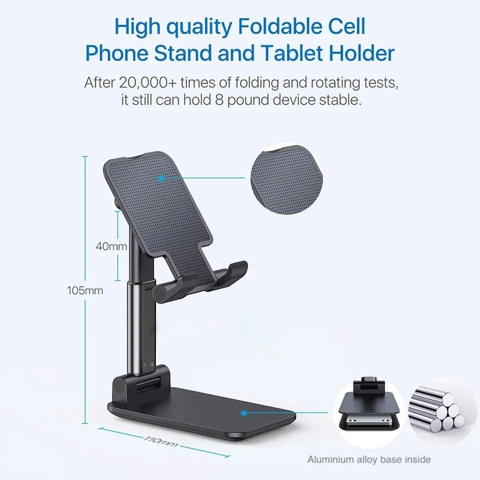 Ayarlanabilir Portatif Telefon ve Tablet Standı – Masaüstü Katlanabilir Tutucu, Tüm Akıllı Cihazlarla Uyumlu, Ergonomik ve Kaymaz Tasarım - Görsel 3