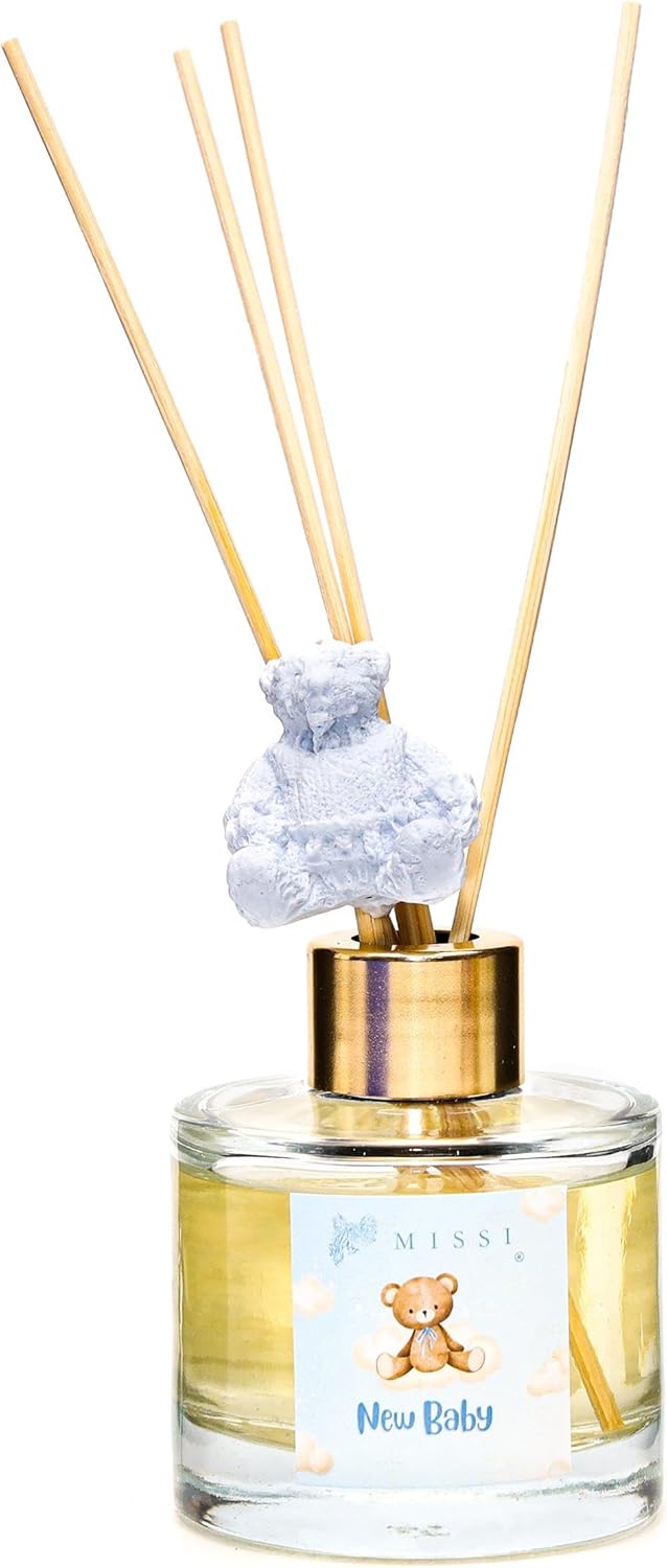 100 ml Mavi Ayıcık Seramik Taş Bambu Çubuklu New Baby Oda Kokusu