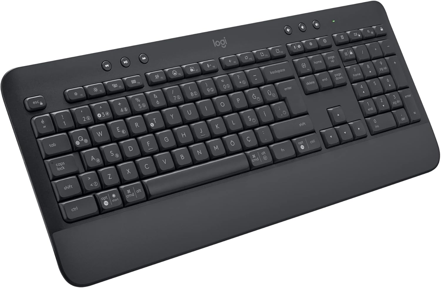 Signature K650 Tam Boyutlu Kablosuz Klananye, Bilek Desteği, BLE Bluetooth naneya Logi Bolt USB, Derin Yastıklı Tuşlar, Tuş Takımı, PC/Windows/Mac ile Uyumlu, Siyah - Görsel 3