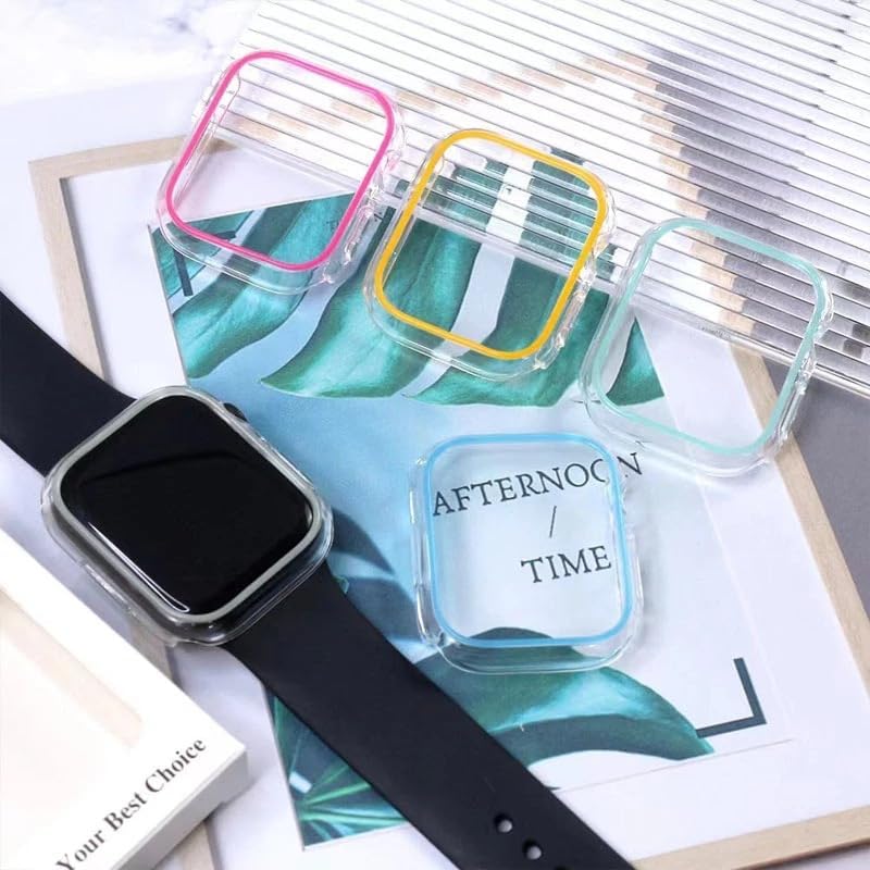 [Watch SE 6 5 4 44MM] Watch Se 6 5 4 44MM Kasa Kılıf Neon Sert Şeffaf Tam Kaplayan Watch Kılıf Koruyucu Kılıf Parlak Renkli Apple Watch Se 6 5 4 44MM ile Uyumludur