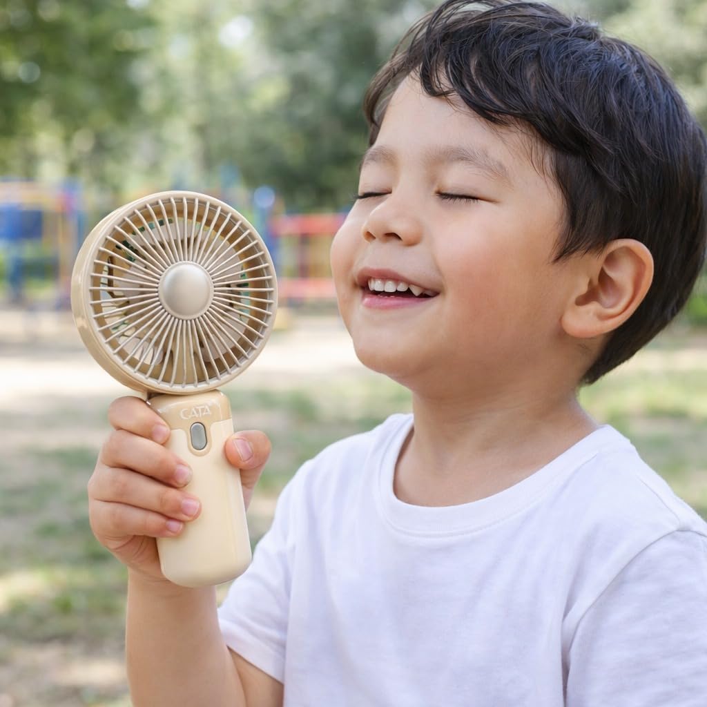 Şarjlı El Vantilatörü 3 Kademeli Hız Ayarlı Mini Fan – Taşınabilir Cep Fanı, Type-C USB Şarjlı 500mAh 2W Sessiz Güçlü Soğutma