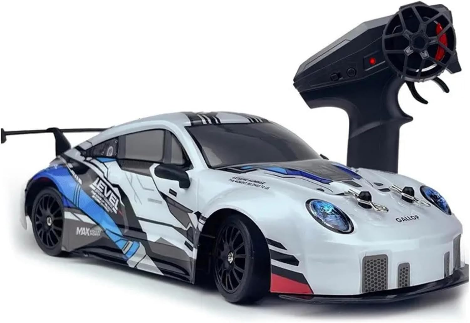 Oyuncak Uzaktan Kumandalı RC Drift Arabası, Şarjlı, Işıklı, Full Fonksiyon,Drift Atabilen Araba 4 Adet Kuka 4 Adet Drift Tekeri 2.4 GHz Kumanda Drift Arabası Model (Mavi)