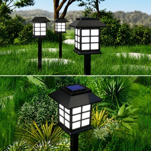 Hlyos 2 Adet 5W Solar Bahçe Lambası 38 cm, Güneş Enerjili Dekoratif Dış Mekan Aydınlatması, Su Geçirmez, Otomatik Sensörlü Peyzaj Lambası, Balkon, Teras, Veranda, Yürüyüş Yolu (Beyaz Led)