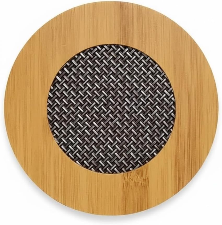 Alternative view of Yuvarlak Bambu Nihale – Metal Fileli, Isıya Dayanıklı Tencere ve Çaydanlık Altlığı (16,5 x 16,5 cm)