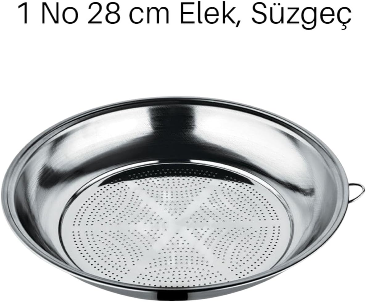Alternative view of 1 No 28cm Klasik Süzgeç, Kevgir Seti Paslanmaz Çelik Salça Kevgiri, Elek