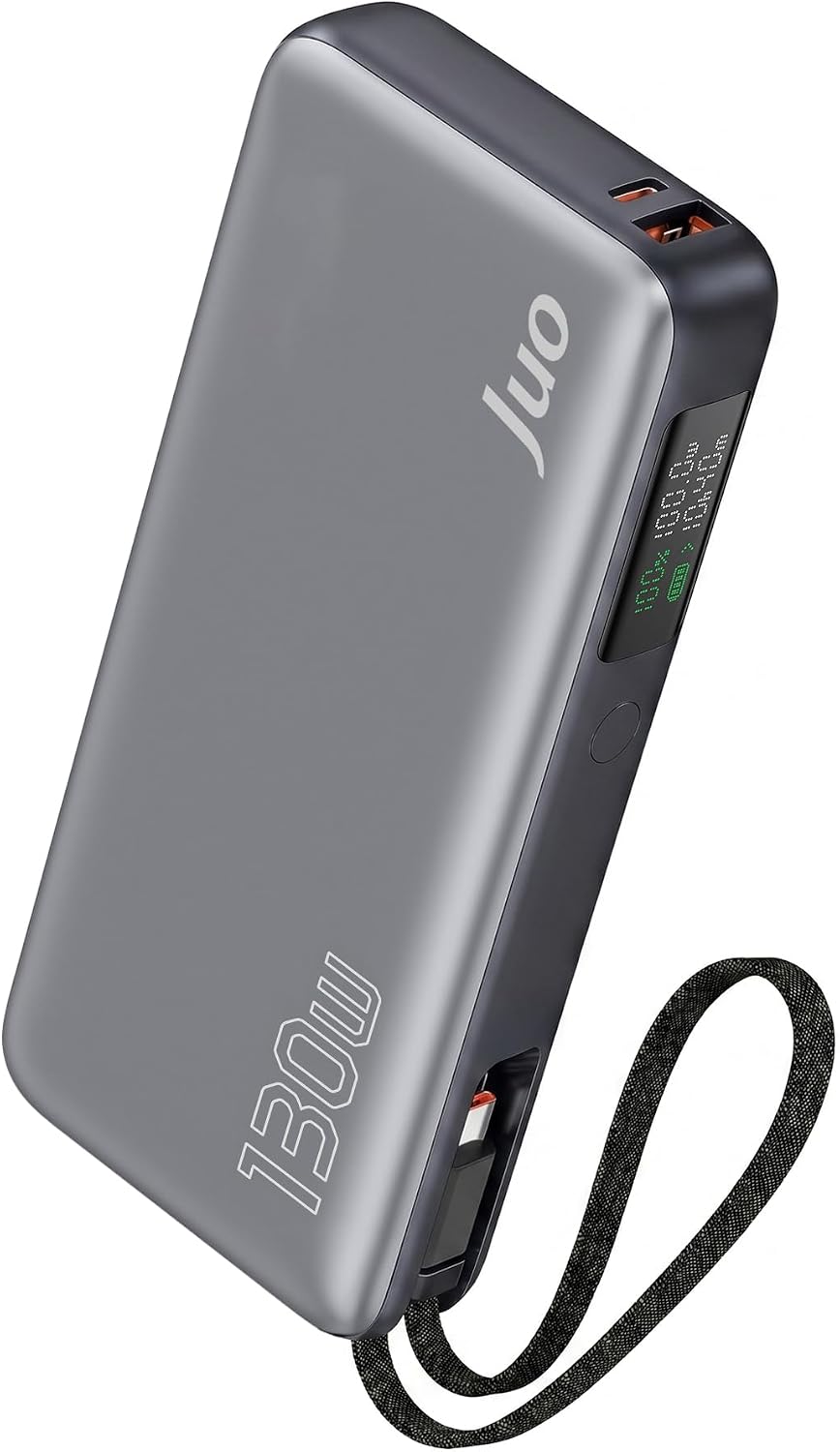 20000mAh 130W LED Ekranlı USB-A + Type-C Kablolu Powerbank Taşınabilir Hızlı Şarj Cihazı - Görsel 3