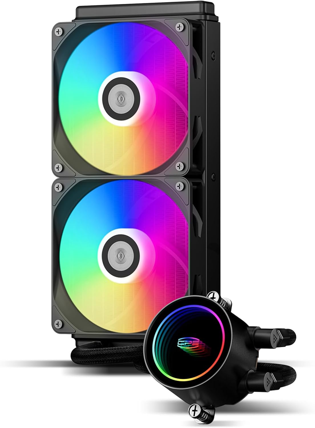 CPS DA240 ARGB AIO Sıvı Soğutucu, Çift ARGB Fanlı 240mm CPU Soğutucu, Yüksek Performanslı 3000 RPM Pompa Hızı, PC Oyun için Verimli 240mm AIO Soğutucu Siyah - Görsel 3