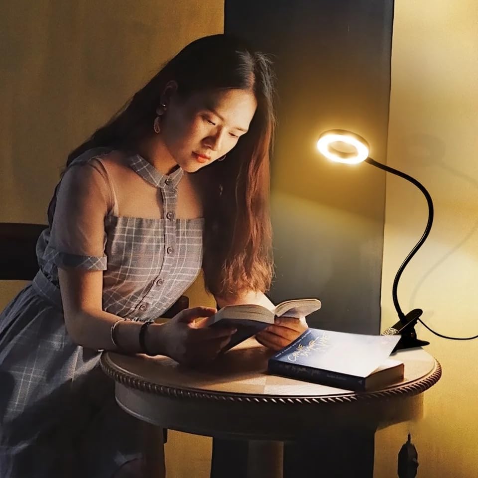 Alternative view of Klipsli LED Kitap Okuma Lambası USB Girişli Aydınlatma Esnek Kollu Metal Ders Çalışma Makyaj TikTok YouTube Canlı Yayın İçerik Üretim Işığı Göz Yormaz Modern 3 Renk Modlu Sarı Beyaz Gün Işığı