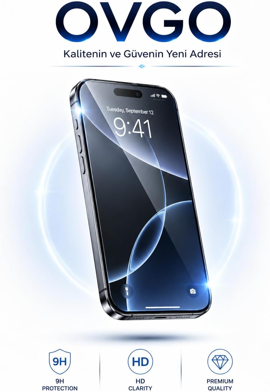 iPhone 16 Pro Uyumlu 9H Kırılmaz Cam Ekran Koruyucu, 9H Sertlik, Tempered Glass, Şeffaf, Parlak Yüzey - Görsel 2