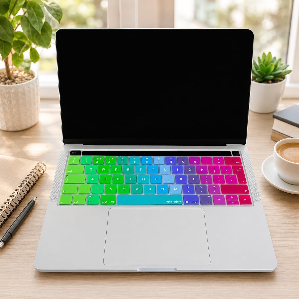 İngilizce Klavye Koruyucu MacBook Pro 13 15 Touch Bar Uyumlu A1706 A1989 A2159 A1707 A1990 | UK ISO Ters L Enter | Avrupa İngilizce Baskılı Silikon Keyboard Cover Pembe Yeşil