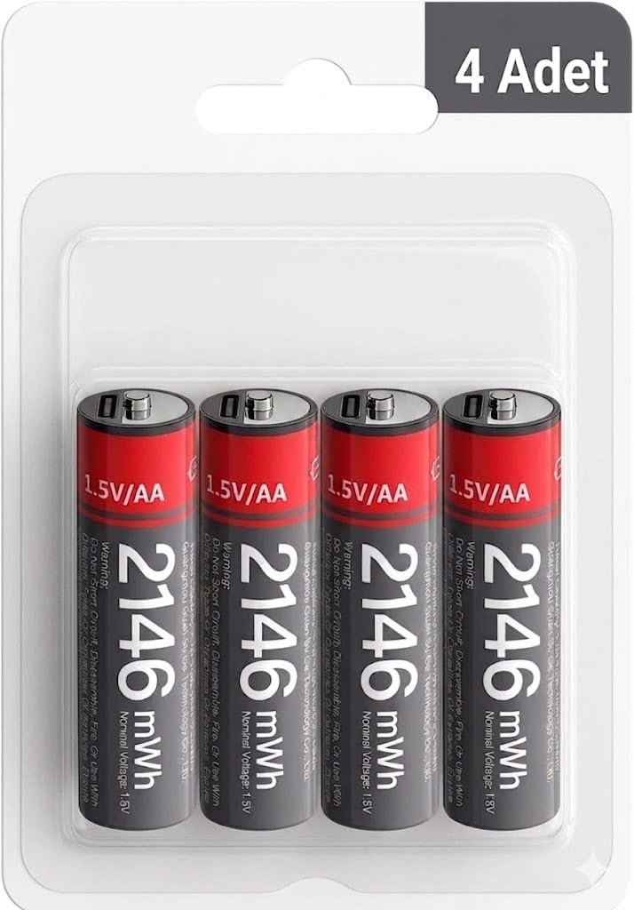Alternative view of YP88 4 Adet Şarj Edilebilir Yüksek Verimli 1430 mAh 1.5V AA Pil - Siyah