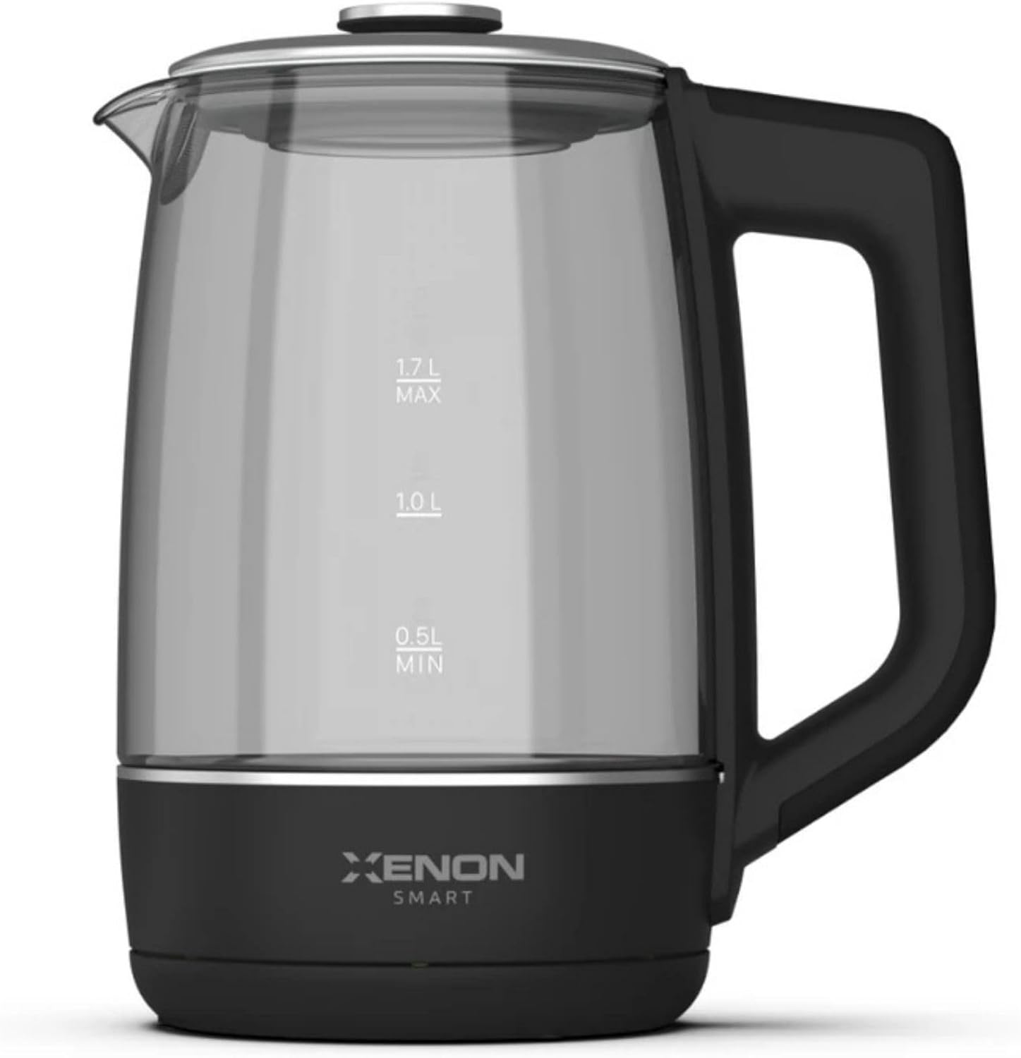 Xenon Smart Akıllı Kettle Paslanmaz Çelik Mobil Uygulama Kontrollü Otomatik Kapanma Hızlı Kaynatma Kolay Temizlik Kaçak Akım Korumalı Led Işıklı Cam Hazneli Su Isıtıcısı 1.7 Lt (Siyah) X7103