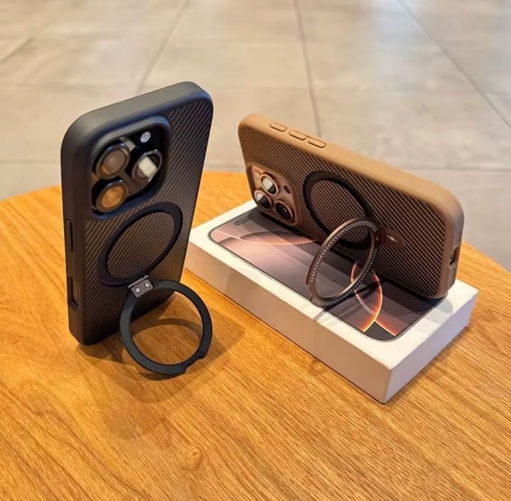 Alternative view of [CARBONHOLDER] iPhone 17 Pro Max ile uyumlu Standlı Manyetik Özellikli Premium Carbon Yüzey Telefon Kılıfı