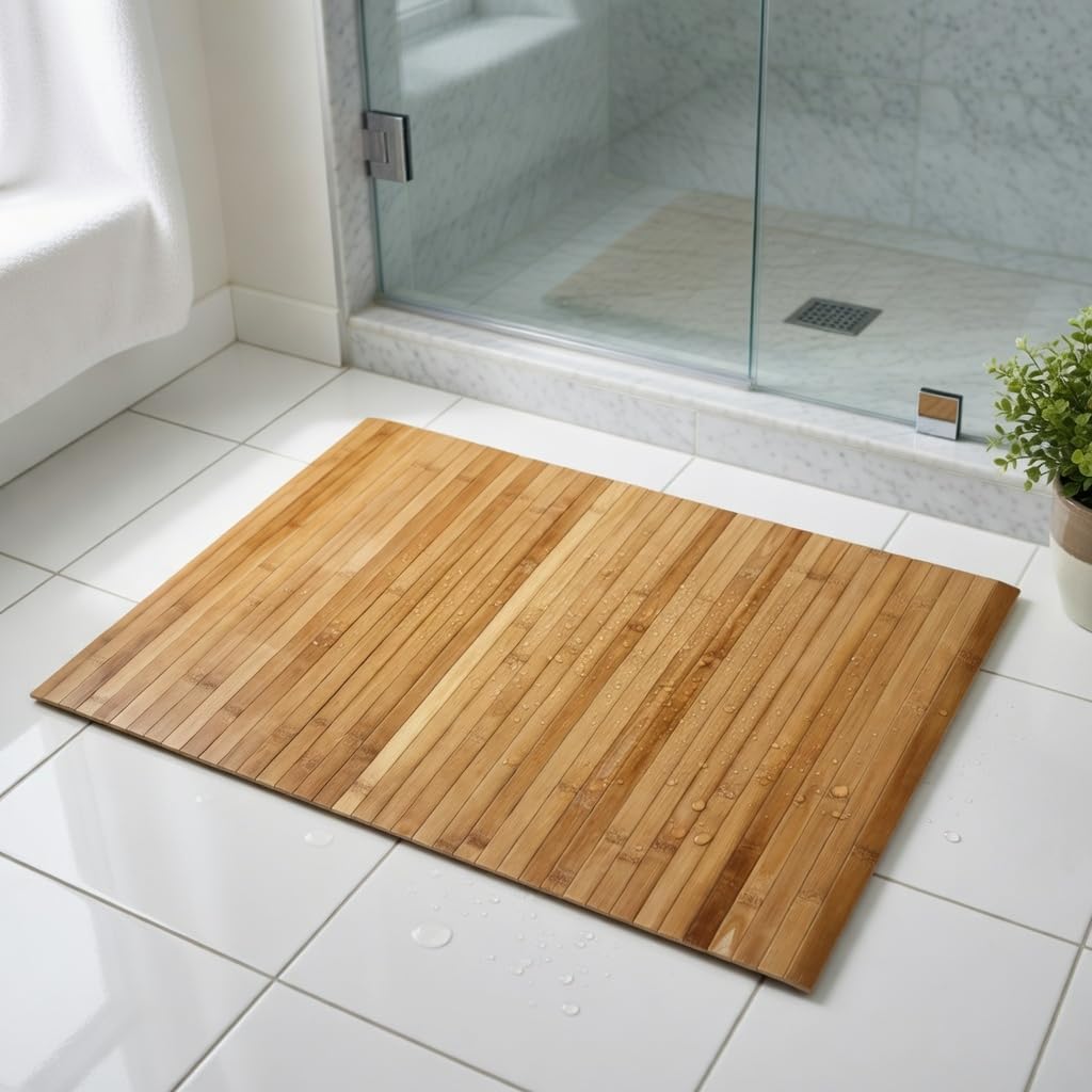 Alternative view of Bambu Banyo Matı, Kaydırmaz TPE Tabanlı, Suya Dayanıklı, Rulo Yapılabilir, 45x68 cm, Banyo ve Mutfak için
