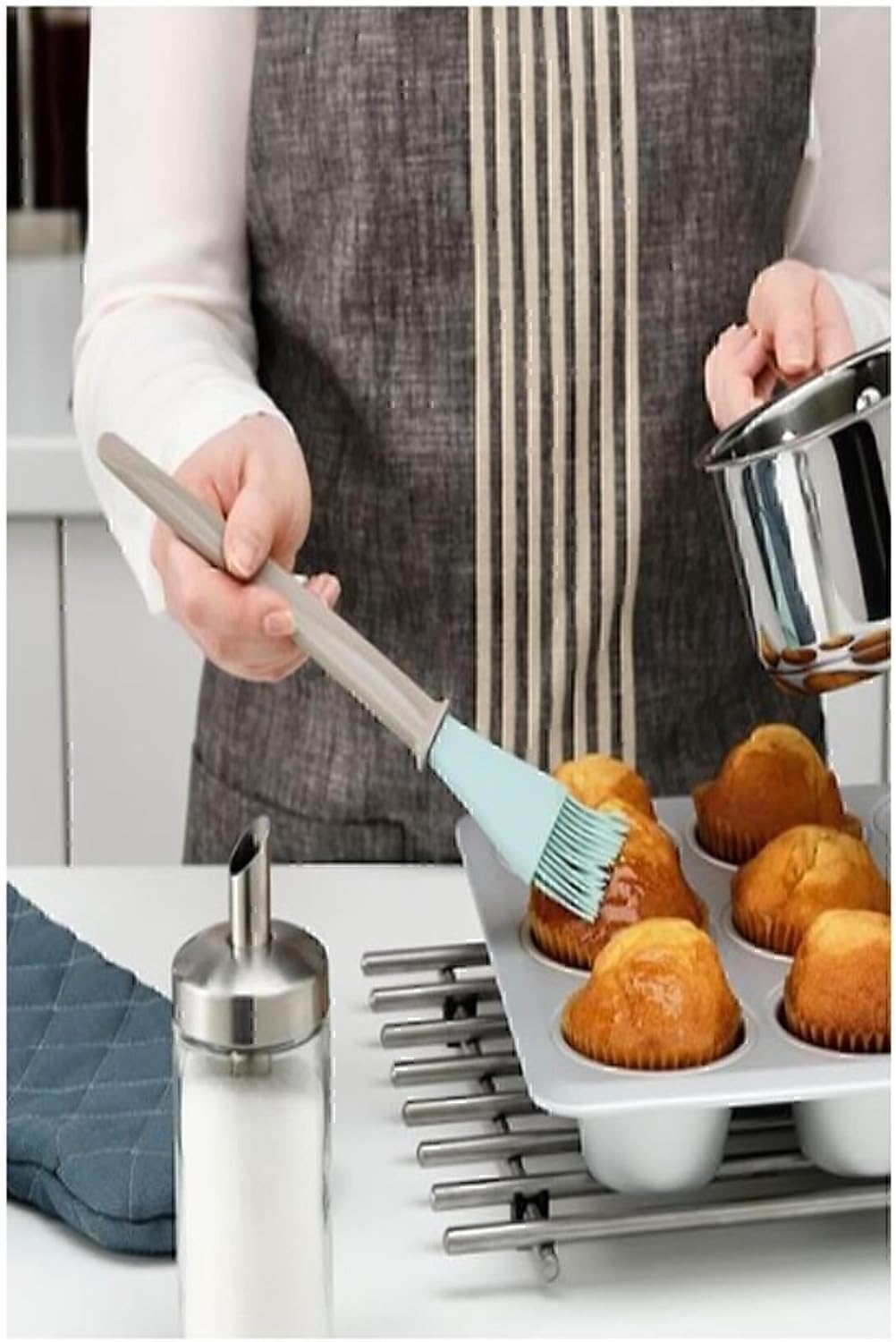 Alternative view of Bakglad Silikon Yumurta Hamur Pasta Fırçası Bej Mavi 26 Cm BN60485551