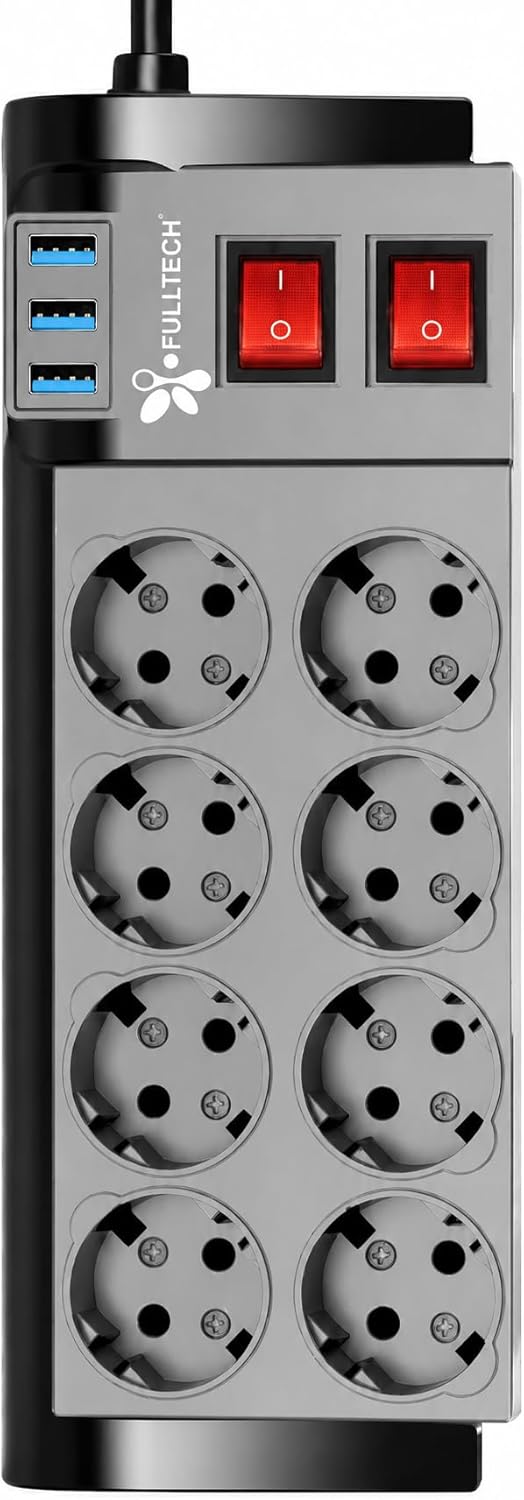 Alternative view of SUWORS Akım Korumalı 8’li Grup Priz 2 Metre – 3 USB Girişli Anahtarlı Çoklu Uzatma Kablosu – 4000W Güvenli Priz Çoklayıcı