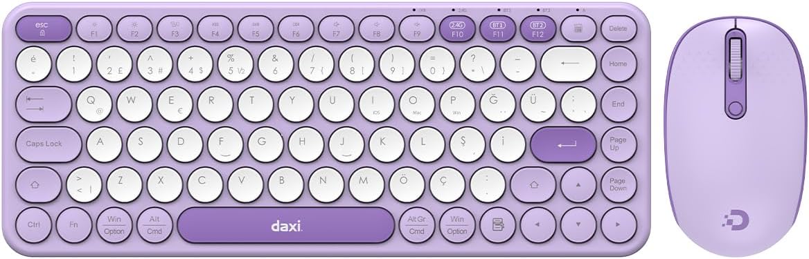 Alternative view of Daxi MK350 Creator Pro Combo Sessiz 3 Kanallı Bluetooth + 2.4G Wireless Türkçe Q Klavye Mouse Seti (Lila)