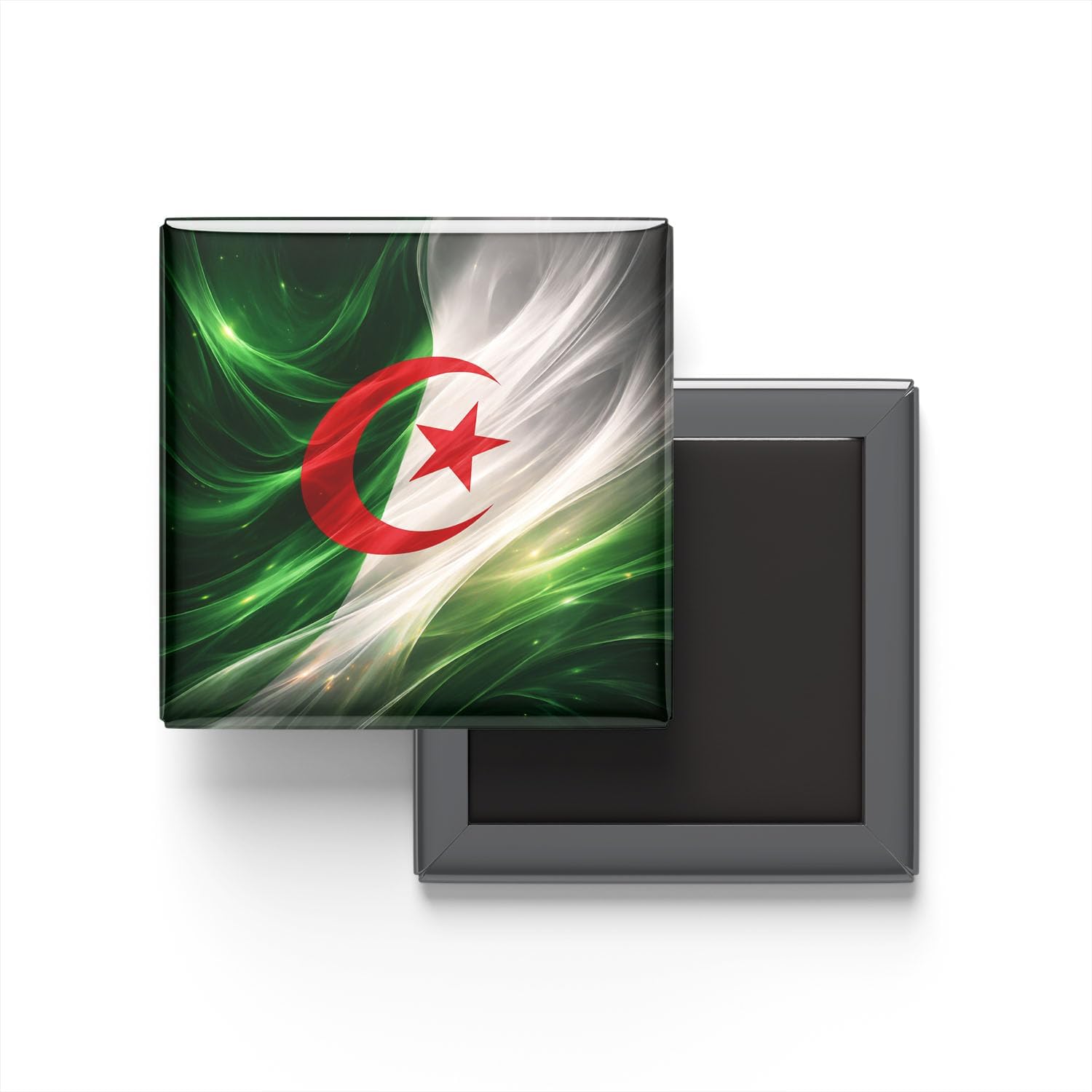 Alternative view of Cezayir - Abstract Efektli Bayrak - Baskılı Kare Buzdolap Magneti