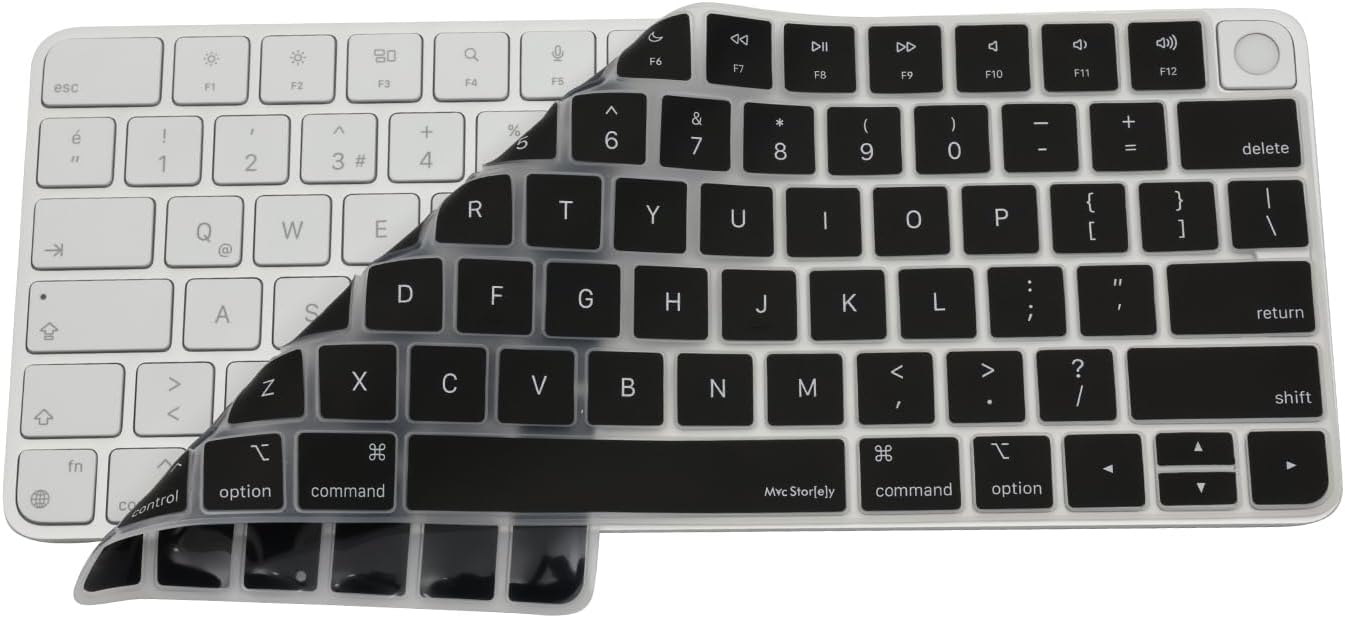 Apple Magic Keyboard 3 A2449 A2450 US Layout Klavye Koruyucu – Touch ID Uyumlu Ultra İnce ANSI Yatay Enter İngilizce Tuş Dizilimi Silikon Kaplama Toz ve Sıvı Koruma Keyboard Cover Siyah - Görsel 3