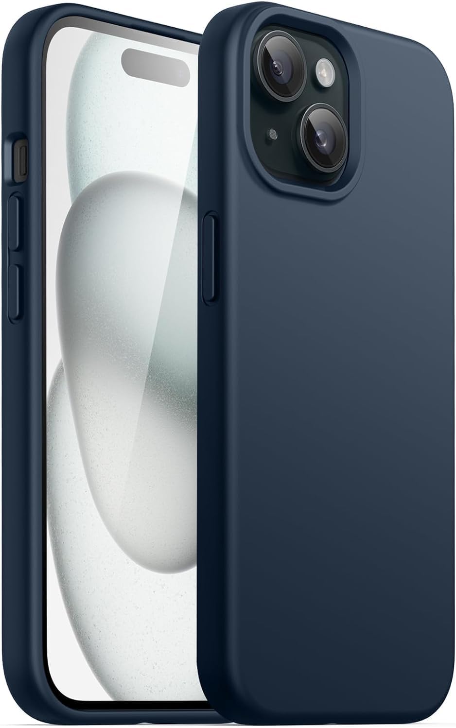 & AKSESUAR iPhone 14 Plus / 15 Plus İle Uyumlu içi Kadife dışı mat yapıya sahip Koruma Sağlayan Lansman Silikon Kılıf (Lacivert)
