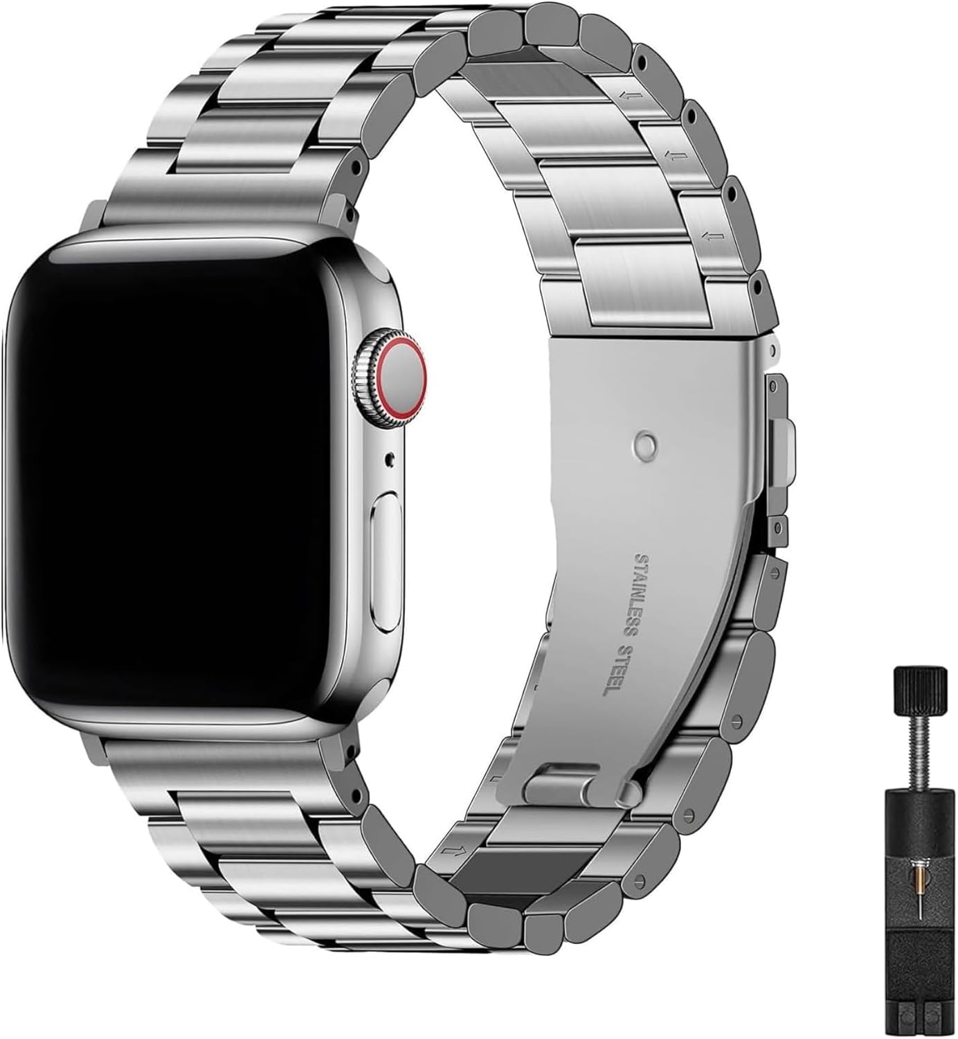 Alternative view of Apple Watch Uyumlu Premium Üç Bakla Paslanmaz Çelik Kordon - 49mm/46mm/45mm/44mm/42mm/41mm/40mm/38mm Uyumlu - Apple Watch SE Series 3/2/1 & Watch Ultra 3/2/1 & Series 11 10 9 8 7 6 5 4 3 2 1